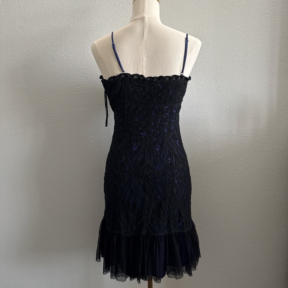Betsey Johnson Lace Black|Royal Blue Midi Dress Size 6 - Picture 6 of 10